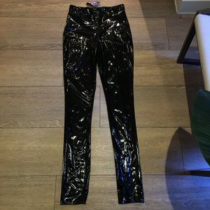 Tall Black Vinyl Leggings